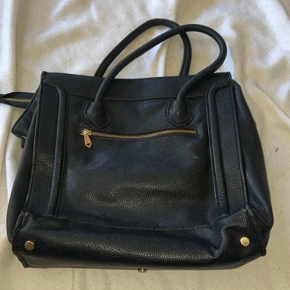 Neiman Marcus zipper tote satchel. Airline carry on SOFT black PU leather - Picture 5 of 8